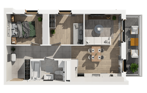 Plan 3 pok. 54m²