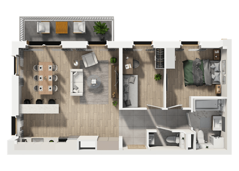 Plan 3 pok. 64m²