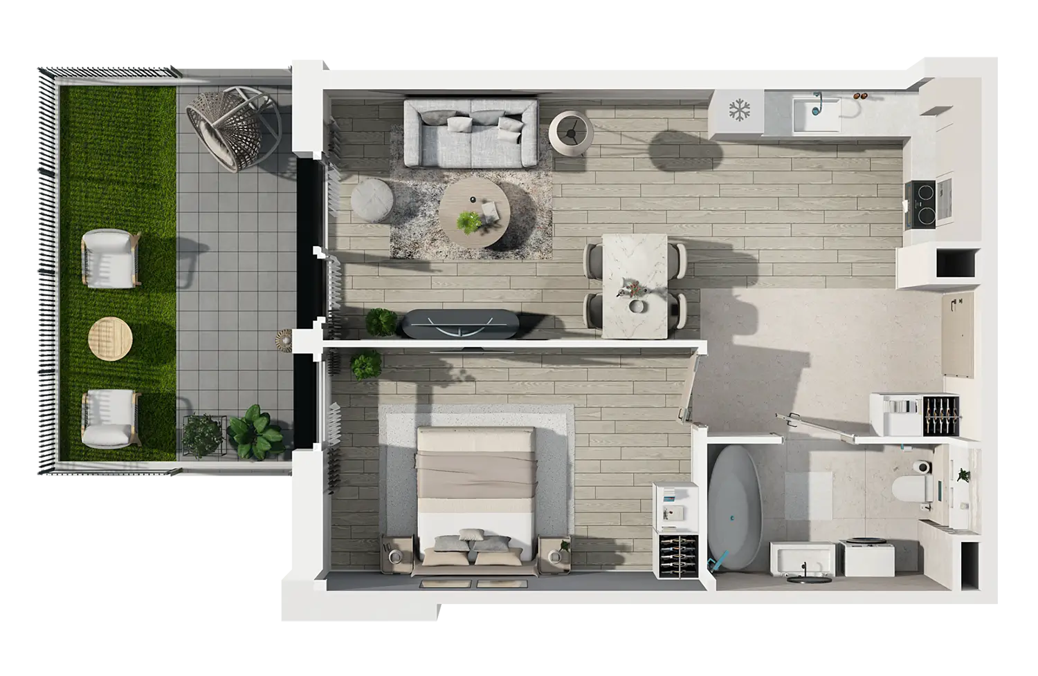 Plan 2 pok. 44m²