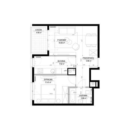 Plan 2 pok. 44m²