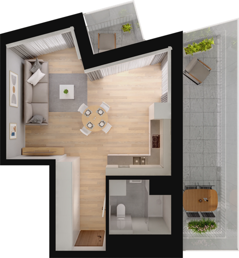 Plan 1 pok. 37m²