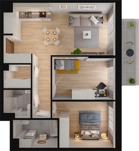 Plan 3 pok. 69m²