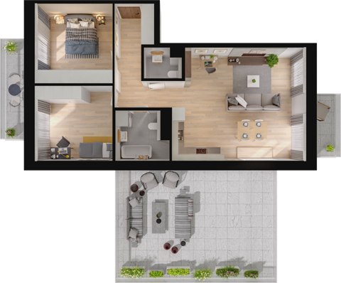 Plan 3 pok. 75m²