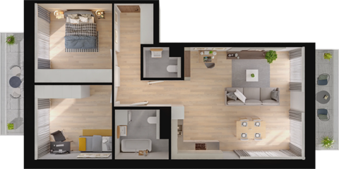 Plan 3 pok. 75m²