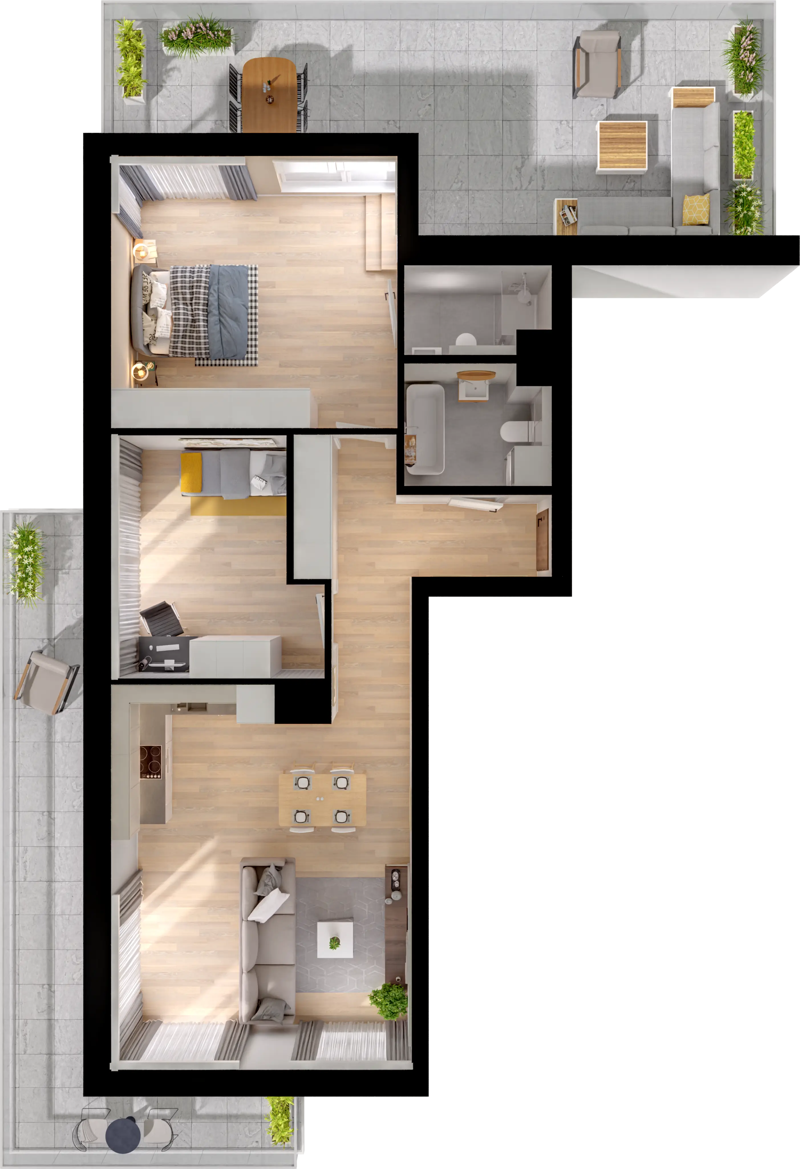 Plan 3 pok. 75m²