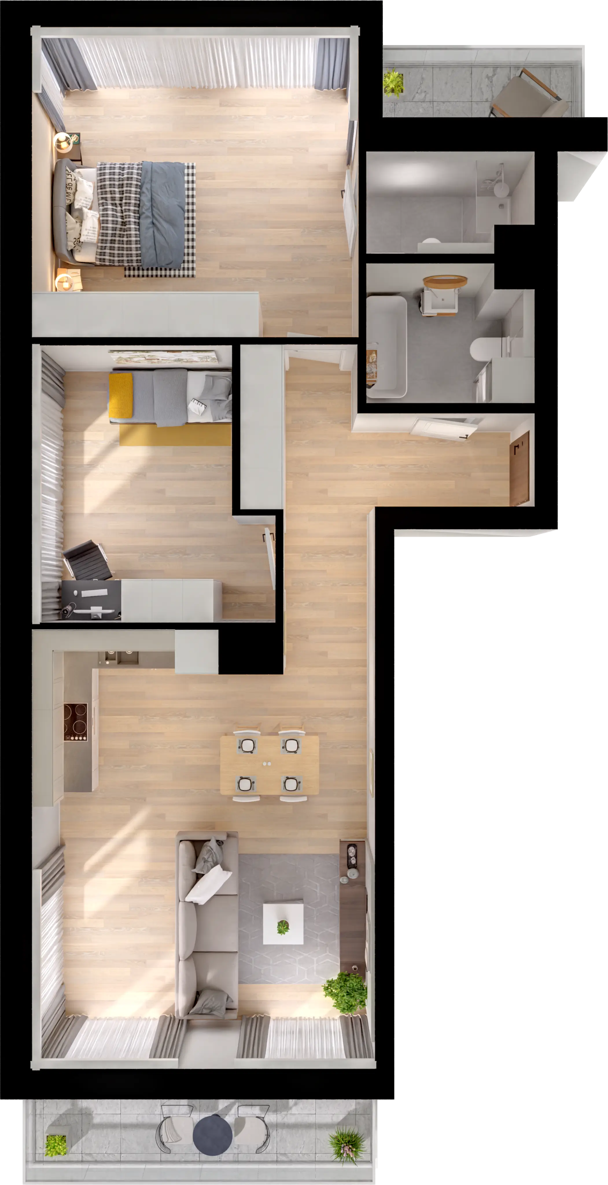 Plan 3 pok. 77m²