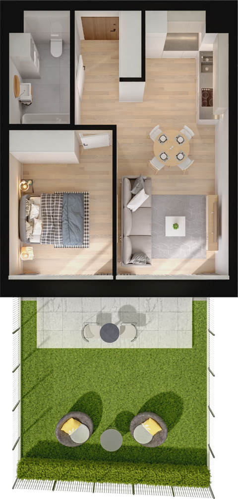 Plan 2 pok. 43m²