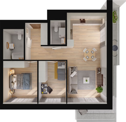 Plan 3 pok. 67m²