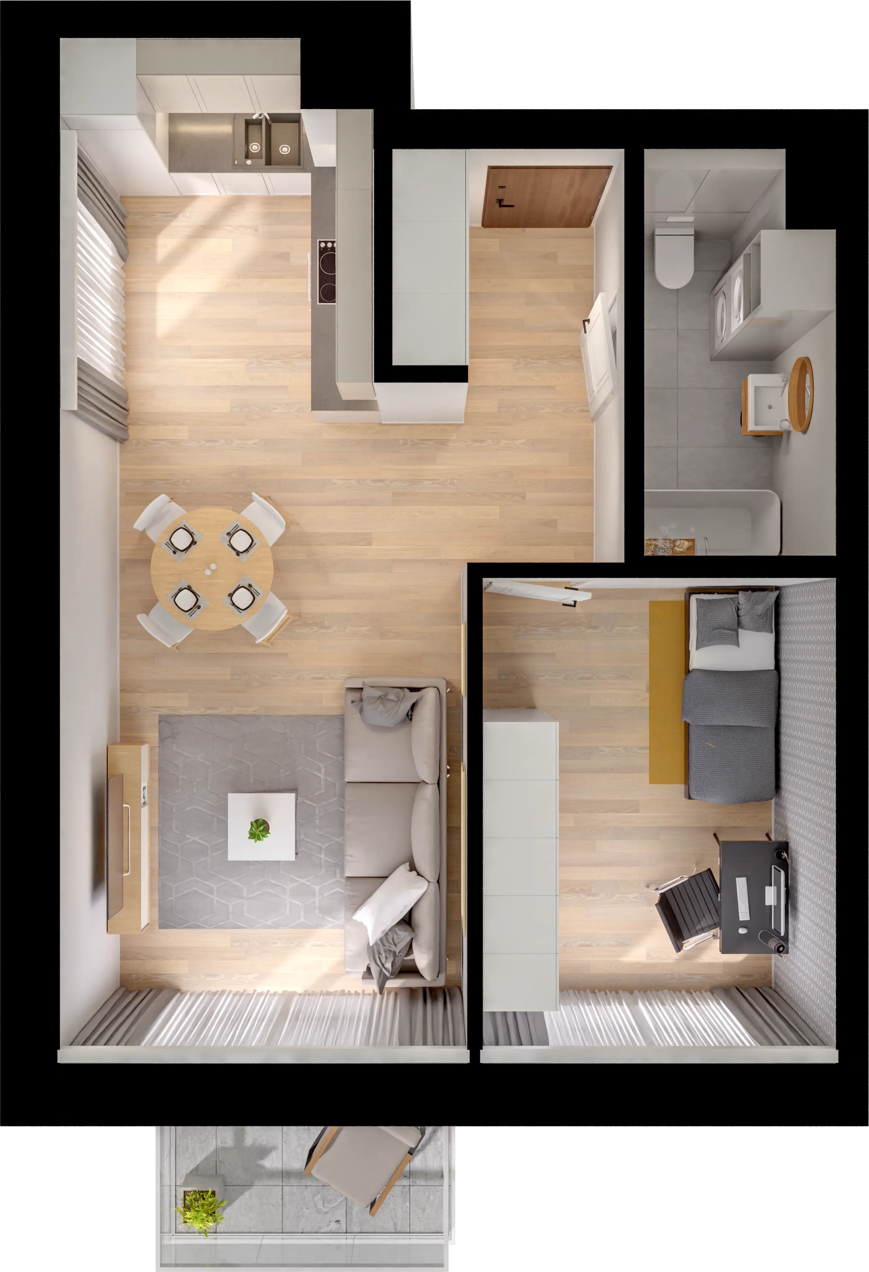 Plan 2 pok. 45m²