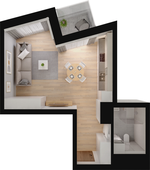 Plan 1 pok. 37m²