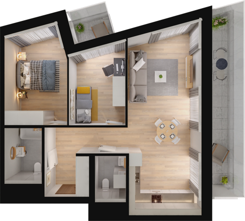 Plan 3 pok. 71m²