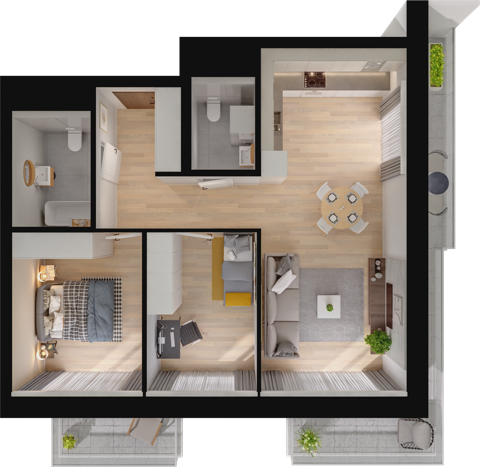 Plan 3 pok. 67m²