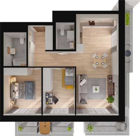 Plan 3 pok. 67m²