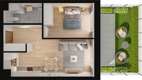 Plan 2 pok. 43m²
