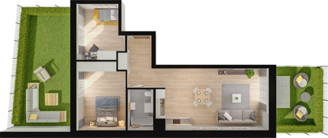 Plan 3 pok. 65m²