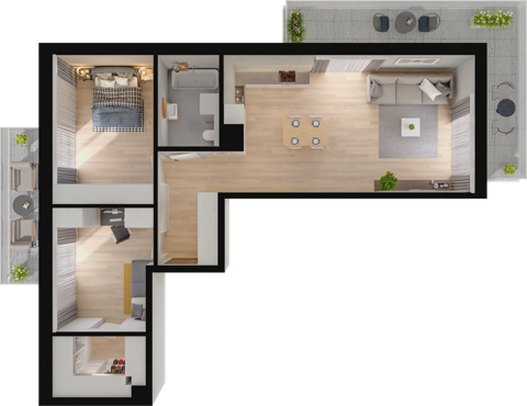 Plan 3 pok. 72m²