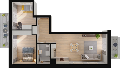 Plan 3 pok. 67m²