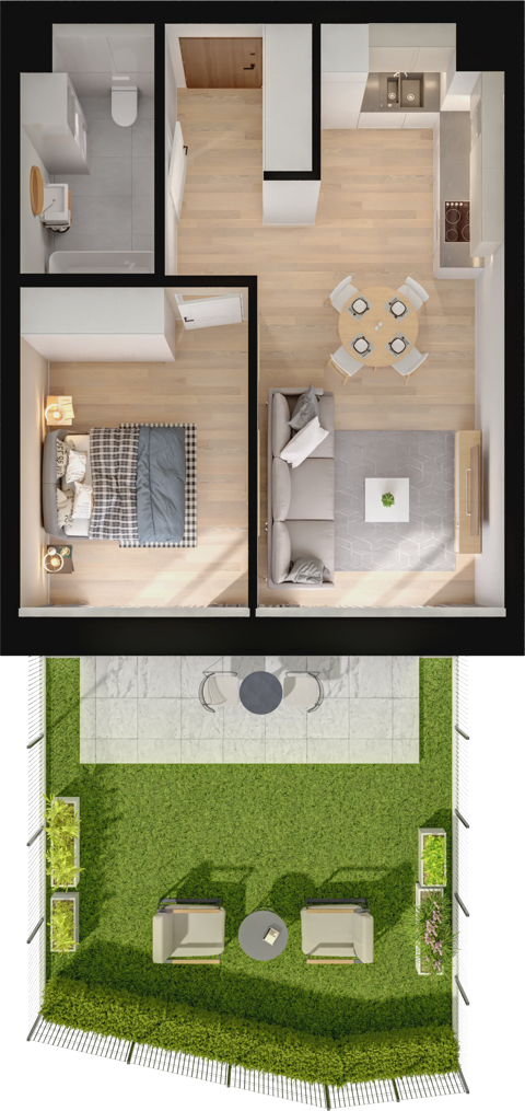 Plan 2 pok. 43m²