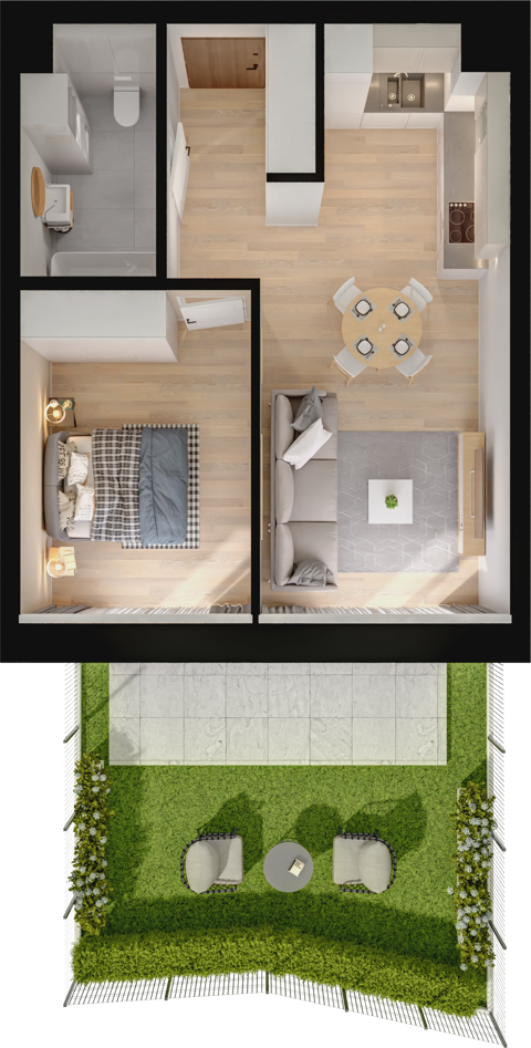 Plan 2 pok. 43m²