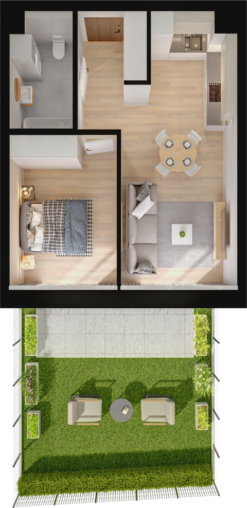 Plan 2 pok. 43m²