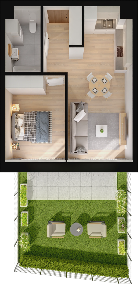 Plan 2 pok. 43m²