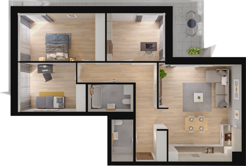 Plan 4 pok. 90m²