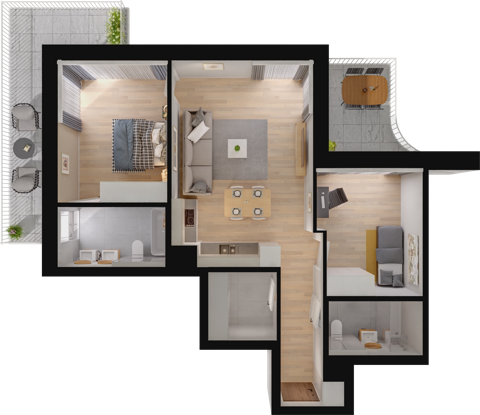 Plan 3 pok. 70m²