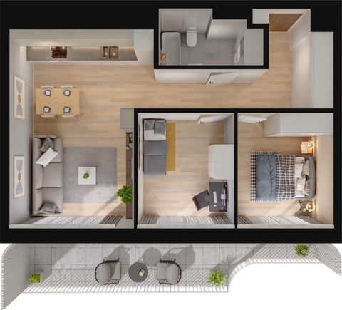 Plan 3 pok. 60m²