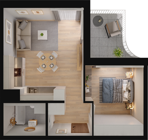 Plan 2 pok. 42m²
