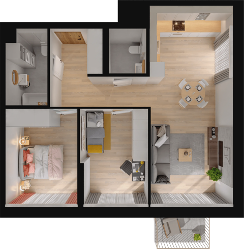Plan 3 pok. 65m²