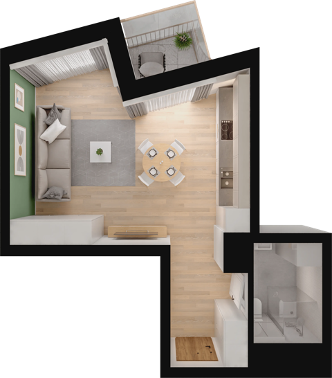 Plan 1 pok. 37m²