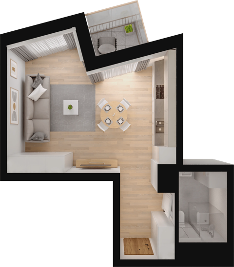 Plan 1 pok. 37m²