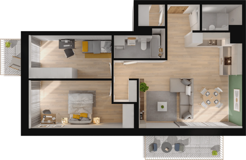 Plan 3 pok. 75m²