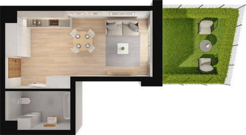 Plan 1 pok. 32m²