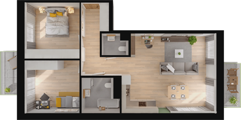 Plan 3 pok. 75m²