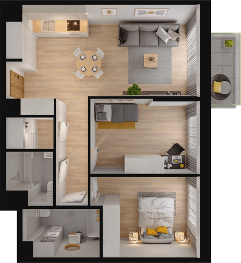 Plan 3 pok. 68m²