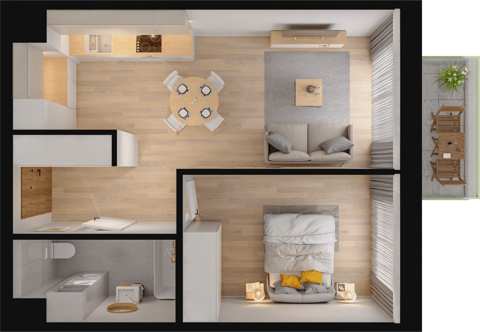Plan 2 pok. 44m²