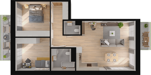 Plan 3 pok. 75m²