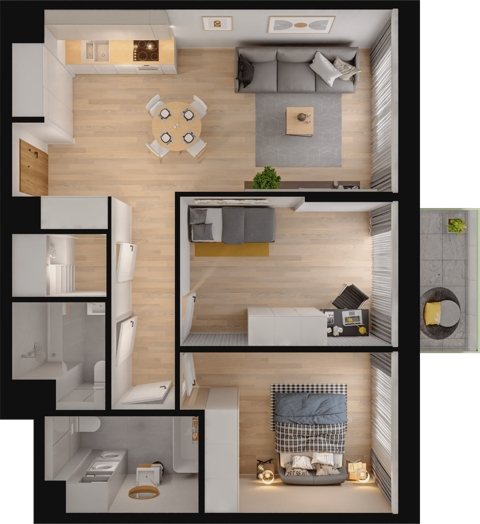 Plan 3 pok. 68m²