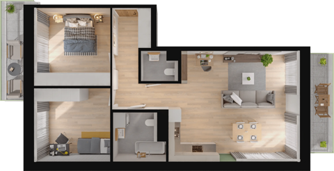 Plan 3 pok. 75m²