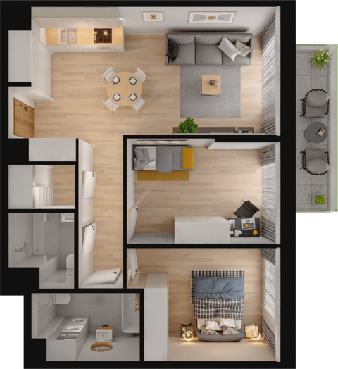 Plan 3 pok. 68m²