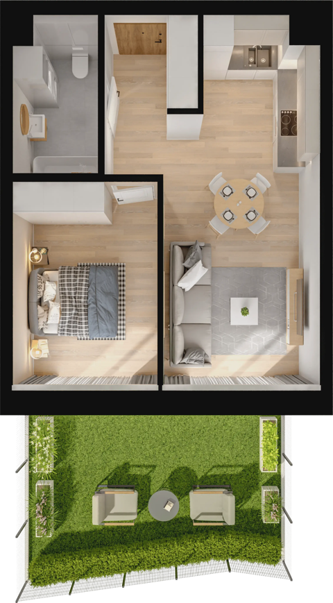 Plan 2 pok. 43m²