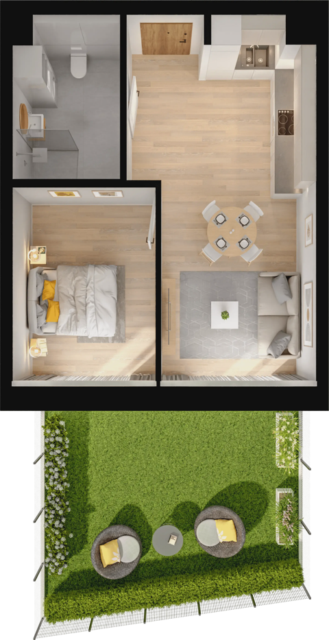 Plan 2 pok. 43m²