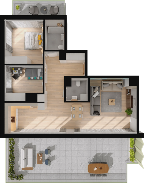 Plan 3 pok. 79m²