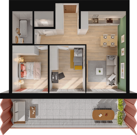Plan 3 pok. 57m²