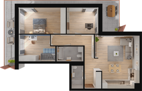 Plan 4 pok. 87m²