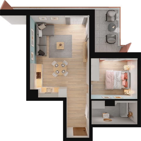 Plan 2 pok. 47m²