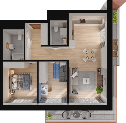 Plan 3 pok. 65m²