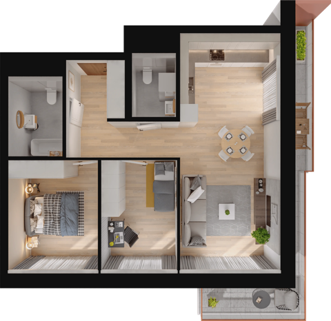 Plan 3 pok. 67m²