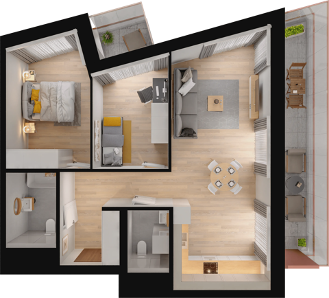 Plan 3 pok. 70m²